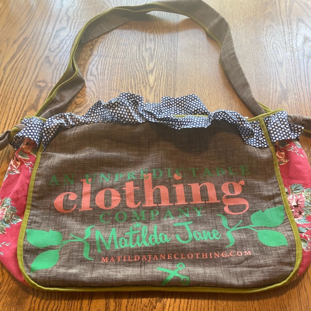 Matilda Jane Brown Green Coral Logo Crossbody Bag